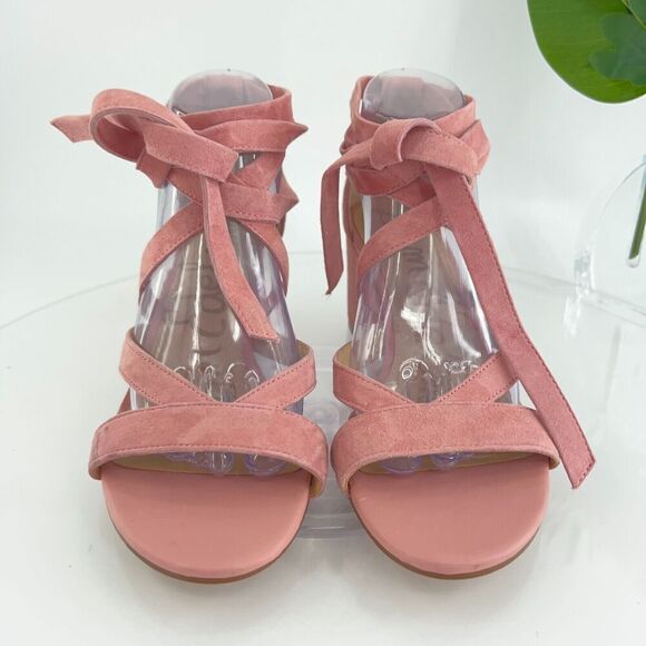 Sam Edelman Women's Suede Strappy Sheri Sandal Heels Pink Size 9 Gladiator - Picture 4 of 14